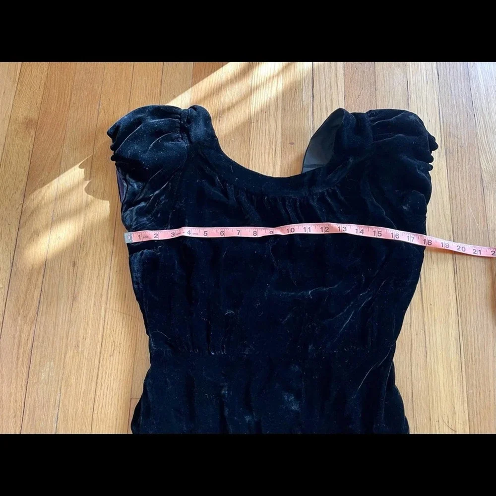 30s Vintage Art Deco Bias Cut Silk Velvet Black Dress - Picture 11 of 13